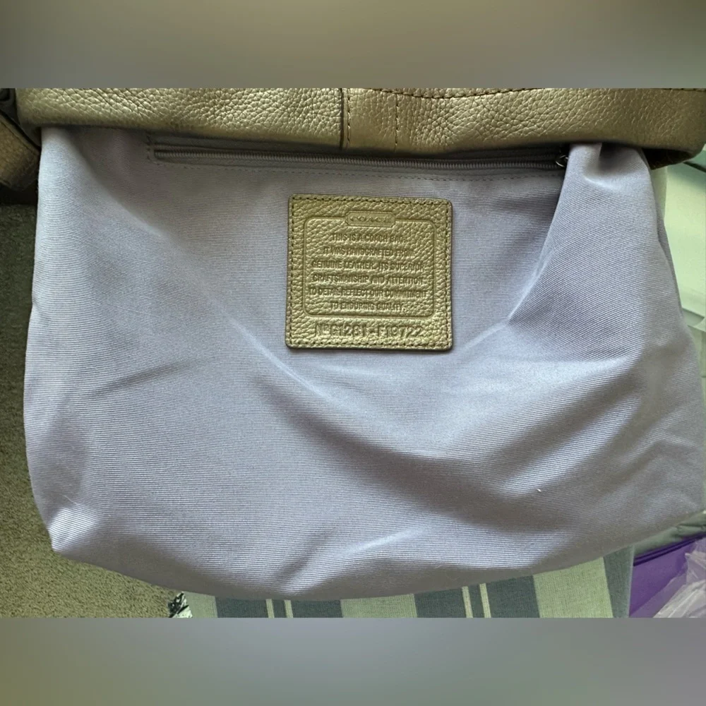 Vintage Coach North South Bronze Tote with Chain